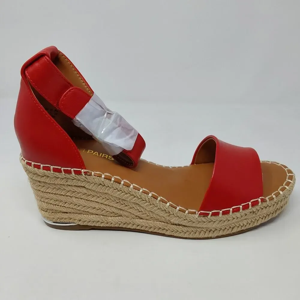 Dream Pairs Red Espadrille Wedge Sandals Ankle Strap Women's US 8 New